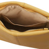 Internal Pocket View Of The Pastel Yellow Leather Ladies Handbag