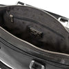 Internal Zip Pocket View Of The Black Leather Laptop Bag