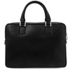 Rear View Of The Black Leather Laptop Bag