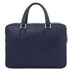 Rear View Of The Dark Blue Leather Laptop Bag