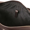 Internal Pocket View Of The Dark Brown Leather Laptop Bag