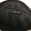 Internal Zip Pocket View Of The Dark Brown Leather Laptop Bag