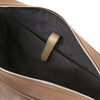 Internal Pocket View Of The Dark Taupe Leather Laptop Bag