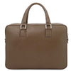 Rear View Of The Dark Taupe Leather Laptop Bag
