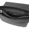 Internal Zip Pocket View Of The Black Leather Messenger Bag For Men