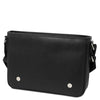 Magnetic Closure View Of The Black Leather Messenger Bag For Men
