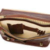 Internal Pocket View Of The Brown Leather Messenger Bag For Men