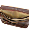 Internal Compartment View Of The Brown Leather Messenger Bag For Men