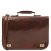 Front View Of The Brown Leather Messenger Bag For Men