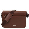 Front View Of The Coffee Leather Messenger Bag For Men