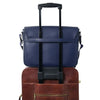 Trolley Sleeve View Of The Dark Blue Leather Messenger Bag For Men