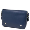 Magnetic Closure View Of The Dark Blue Leather Messenger Bag For Men