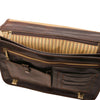 Internal Compartment View Of The Dark Brown Leather Messenger Bag For Men
