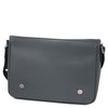 Magnetic Closure View Of The Grey Leather Messenger Bag For Men