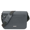 Front View Of The Grey Leather Messenger Bag For Men