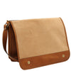 Front Flap View Of The Natural Leather Messenger Bag For Men