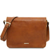 Front View Of The Natural Leather Messenger Bag For Men