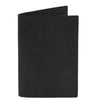 Leather Passport Cover in sleek black design, showcasing premium matte full grain leather.
