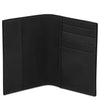 Interior view of Leather Passport Cover showing card slots and sleek design features.