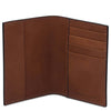 Interior view of a high-quality Leather Passport Cover with credit card slots, showcasing its craftsmanship.
