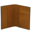 Interior view of a Leather Passport Cover featuring slots for credit cards and a smooth finish, highlighting craftsmanship.