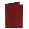 Leather Passport Cover in red, crafted from matte full grain hand-stained leather for a sophisticated travel accessory.