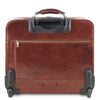 Rear View Of The Brown Leather Pilot Case With Wheels