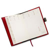 An open View Of The Lipstick Red Leather Planner - Weekly Diary with white pages