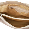 Internal Zip Pocket View Of The Beige Shopper Bag