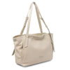 Angled View Of The Beige Shopper Bag