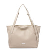 Front View Of The Beige Shopper Bag