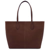 Rear View Of The Dark Brown Leather Shopping Tote Bag