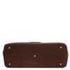 Underneath View Of The Dark Brown Leather Shopping Tote Bag
