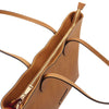 Overhead Zip Closure View Of The Natural Leather Shopping Tote Bag