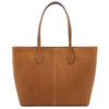 Rear View Of The Natural Leather Shopping Tote Bag