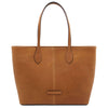 Front View Of The Natural Leather Shopping Tote Bag
