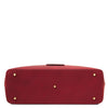 Underneath View Of The Red Leather Shopping Tote Bag