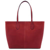 Rear View Of The Red Leather Shopping Tote Bag