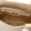 Interior view of a Genuine Leather Shoulder Bag for Women featuring a zip pocket and elegant lining.