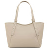 Genuine Leather Shoulder Bag for Women in beige, featuring a stylish design and spacious interior for daily essentials.