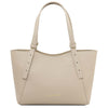 Genuine Leather Shoulder Bag for Women in beige with structured design and elegant silhouette.