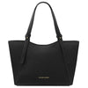Genuine Leather Shoulder Bag for Women in black, crafted from coarse-grain pebbled leather with elegant design and practicality.