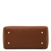 Bottom view of Libra Genuine Leather Shoulder Bag for Women showcasing coarse-grain pebbled leather and metallic feet.