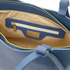 Inside view of Genuine Leather Shoulder Bag for Women, showcasing denim pebbled leather and zippered pocket.