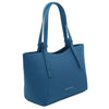 Genuine Leather Shoulder Bag for Women in denim, crafted from pebbled leather with a stylish design for everyday use.
