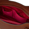 Internal Pocket View Of The Brown Leather Tote Bag