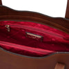 Internal Zip Pocket View Of The Brown Leather Tote Bag