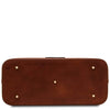 Underneath View Of The Brown Leather Tote Bag