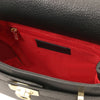 Internal Zip Pocket View Of The Black Leather Tote