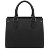 Rear View Of The Black Leather Tote Handbag